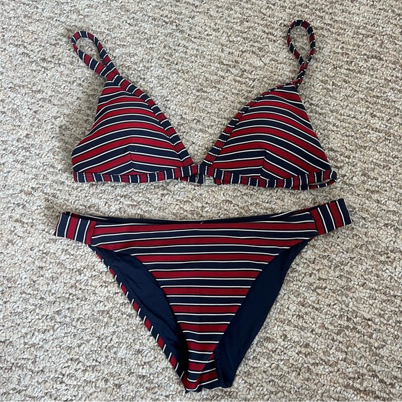 RVCA Other - RVCA Striped Red and Black Bikini Set